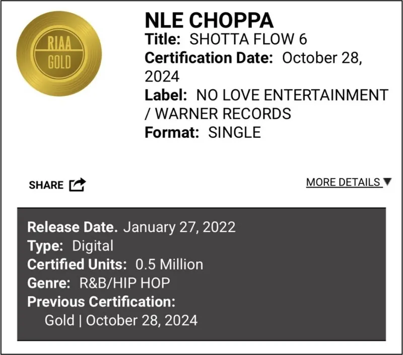 RIAA certification 1